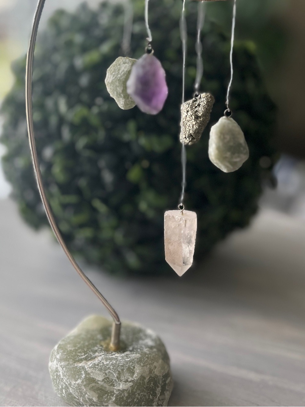 Green aventurine, amethyst, pyrite, and crystal quartz Desk chime - Picture 5 of 5